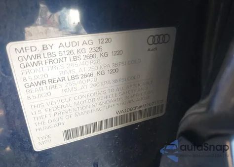 2021 Audi Q3 Premium 45 Tfsi S Line Quattro Tiptronic z USA, uszkodzony, nr VIN WA1DECF38M1071415